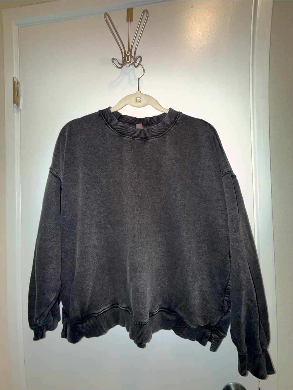 Free People MOVEMENT Washed Black Crewneck Sweatshirt